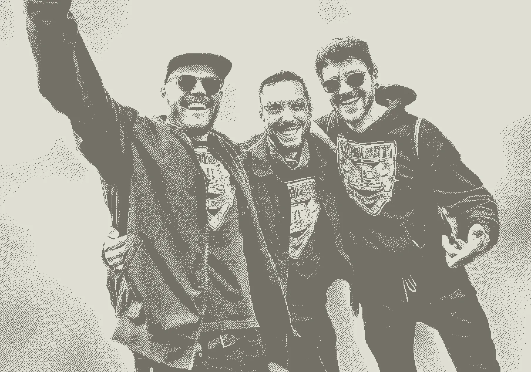Das sind wir: Strocko, Pechi und Fried.